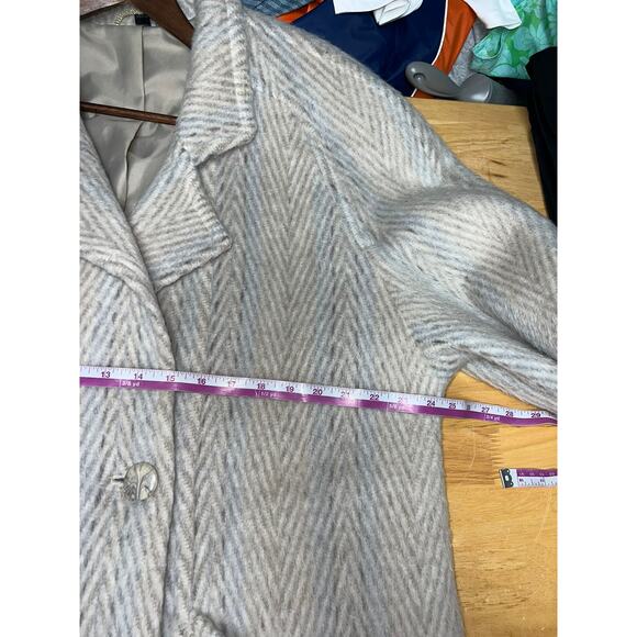 Womens Luxus Qualitat Mohair Wool Coat Overcoat Herringbone Jacket Size XL - Picture 11 of 12